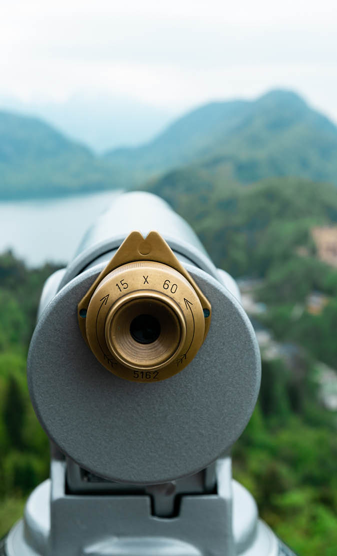 Beautiful mountains and lakes to be viewed by binoculars